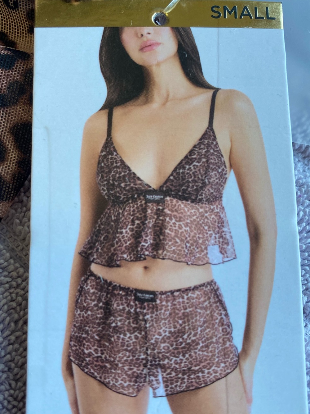 NWT Juicy Couture Leopard Mesh Cami Set Sheer Animal Print S/P